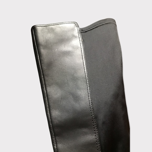 Black Leather Tall Quilted Knee High Riding Style Boots, 11M - Picture 7 of 7